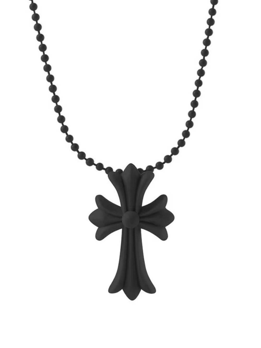 Matte Black Cross Pendant Necklace